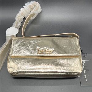 Nicole Miller Metallic Gold Shoulder Bag NEW